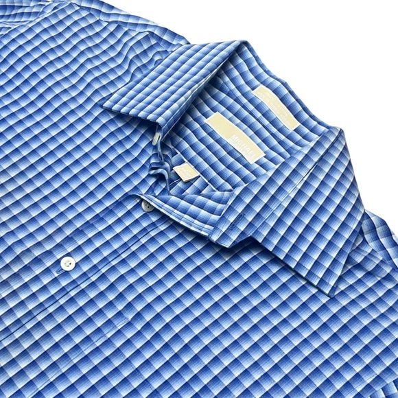 Michael Kors Men’s Blue Plaid Button Down Shirt Sz XL - Picture 4 of 6